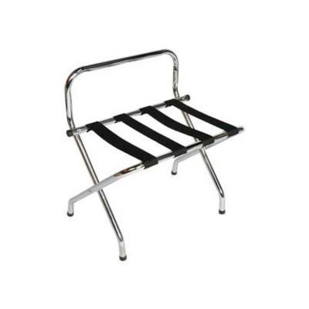 CENTRAL SPECIALTIES LTD. - CSL High Back Chrome Luggage Rack with Black Straps, 1 Pack 1055C-BL-1